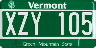 VT license plate XZY105