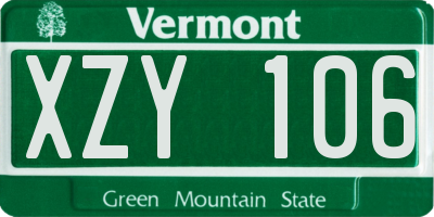 VT license plate XZY106