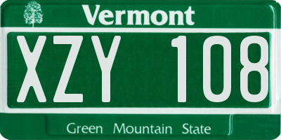 VT license plate XZY108