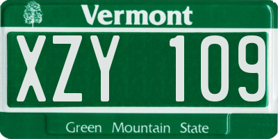 VT license plate XZY109