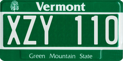 VT license plate XZY110