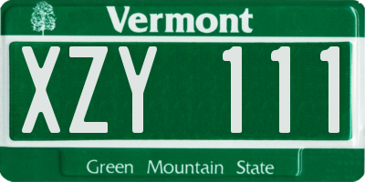 VT license plate XZY111