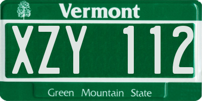 VT license plate XZY112