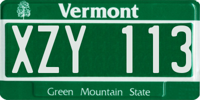 VT license plate XZY113
