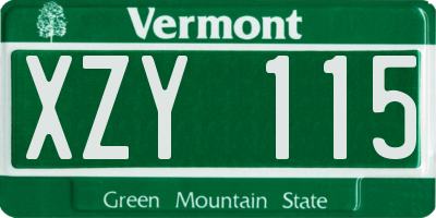 VT license plate XZY115