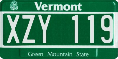 VT license plate XZY119