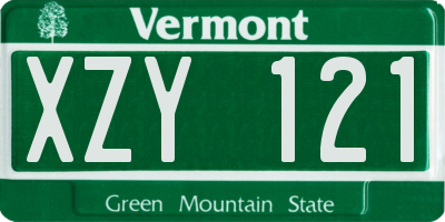 VT license plate XZY121
