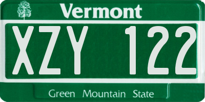 VT license plate XZY122