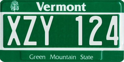 VT license plate XZY124