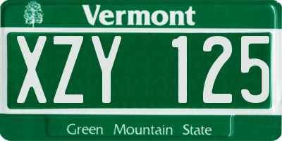 VT license plate XZY125