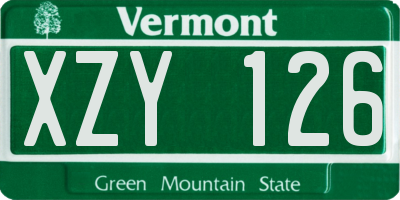 VT license plate XZY126