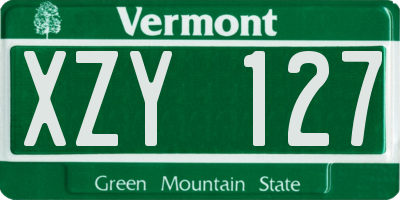 VT license plate XZY127