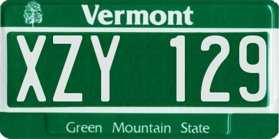 VT license plate XZY129