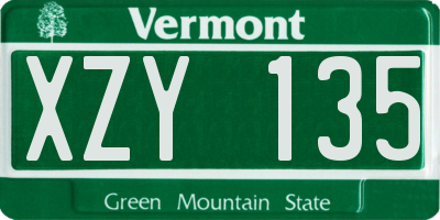 VT license plate XZY135