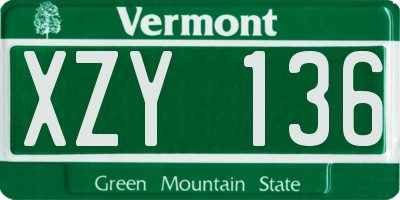 VT license plate XZY136