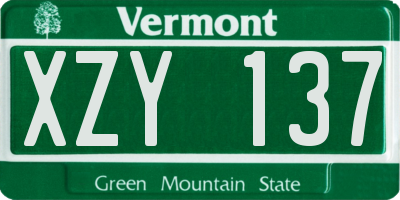 VT license plate XZY137