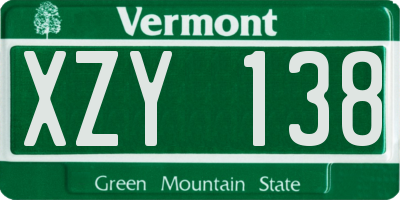 VT license plate XZY138