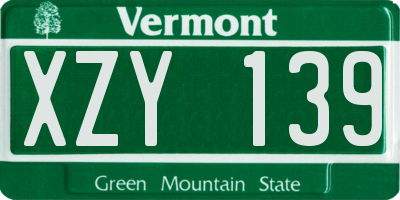 VT license plate XZY139