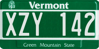 VT license plate XZY142