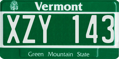 VT license plate XZY143