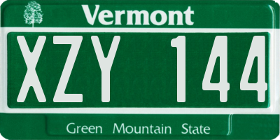 VT license plate XZY144