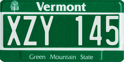 VT license plate XZY145