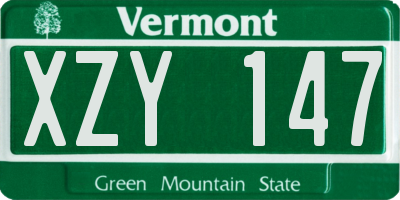 VT license plate XZY147