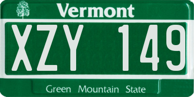 VT license plate XZY149
