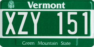 VT license plate XZY151