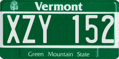 VT license plate XZY152