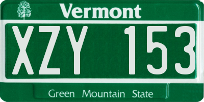 VT license plate XZY153