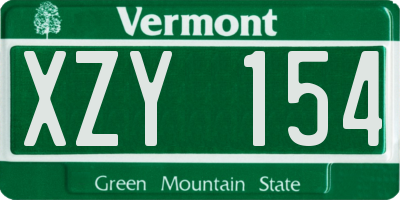 VT license plate XZY154