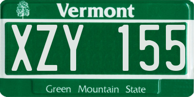 VT license plate XZY155