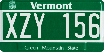 VT license plate XZY156
