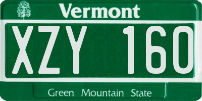 VT license plate XZY160
