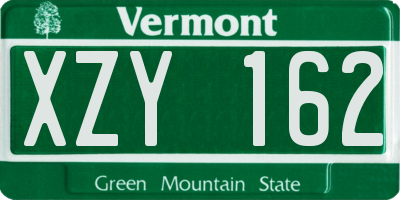 VT license plate XZY162