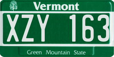 VT license plate XZY163