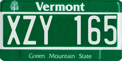 VT license plate XZY165
