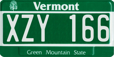 VT license plate XZY166