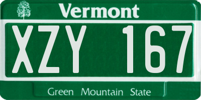 VT license plate XZY167