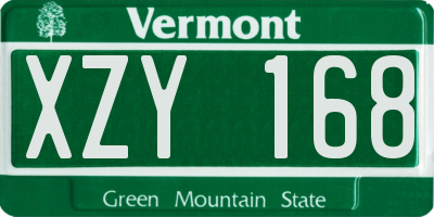 VT license plate XZY168