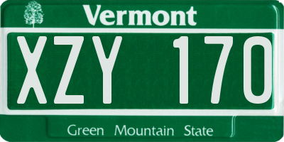 VT license plate XZY170