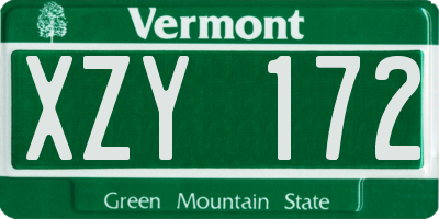 VT license plate XZY172
