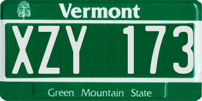 VT license plate XZY173