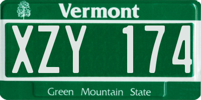 VT license plate XZY174