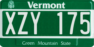 VT license plate XZY175