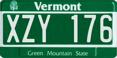VT license plate XZY176