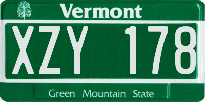VT license plate XZY178