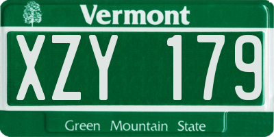 VT license plate XZY179