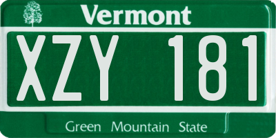 VT license plate XZY181